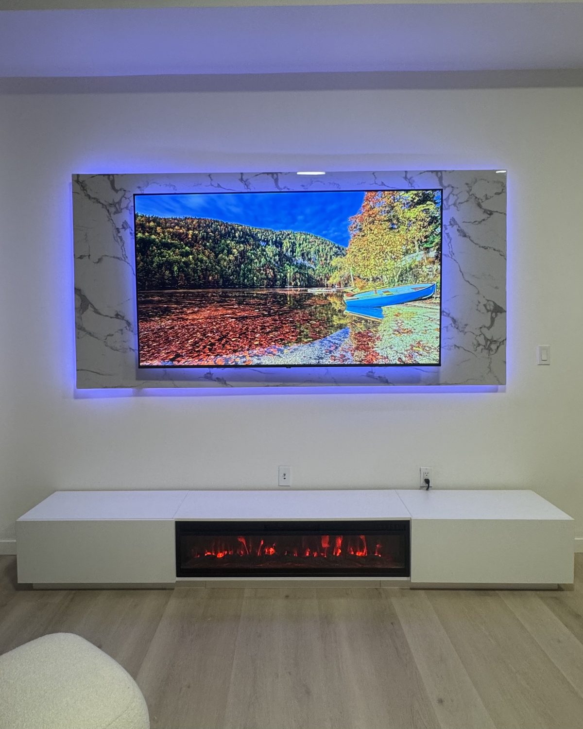 The Marble Suite: Marble feature panel with LED backlight, by SEIN ME
